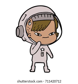 cartoon astronaut woman