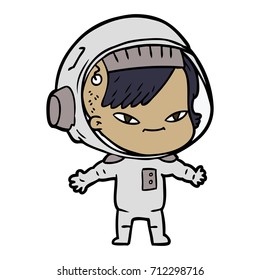 cartoon astronaut woman