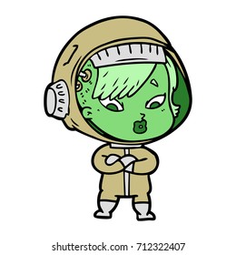 cartoon astronaut woman
