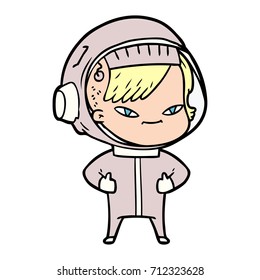 cartoon astronaut woman