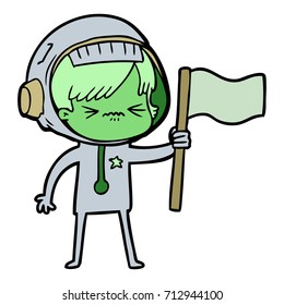 cartoon astronaut woman