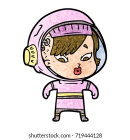 cartoon astronaut woman