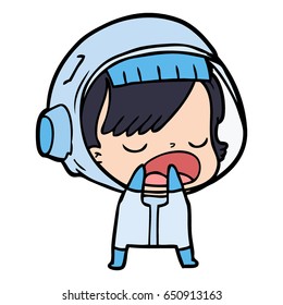 cartoon astronaut woman explaining