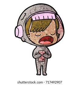 cartoon astronaut woman explaining