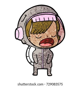 cartoon astronaut woman explaining