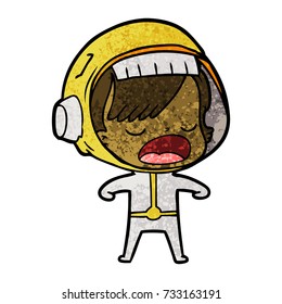 cartoon astronaut woman explaining
