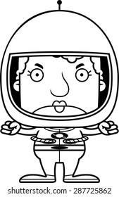 A cartoon astronaut woman looking angry.