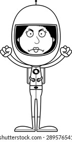 A cartoon astronaut woman looking angry.