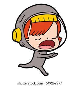 cartoon astronaut woman running
