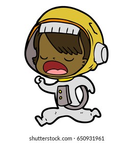 cartoon astronaut woman running