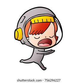 cartoon astronaut woman running