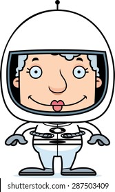 A cartoon astronaut woman smiling.