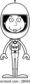 A cartoon astronaut woman smiling.