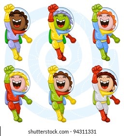 Cartoon astronauts in uniform