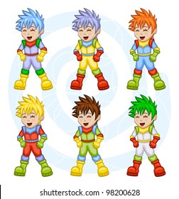 Cartoon astronauts in uniform