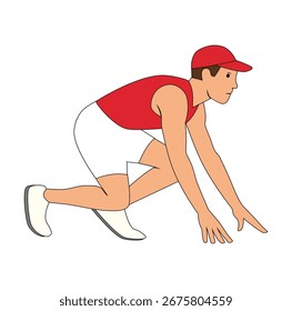 Cartoon Athlete Run Preparation For Run Simple Logo Design Icon Digital