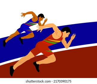 cartoon athlete running vector illustration