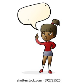 cartoon attractive girl with idea with speech bubble