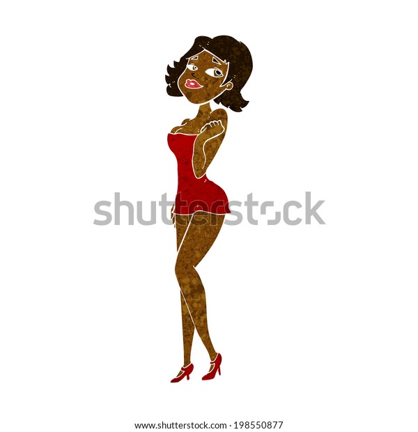 Cartoon Attractive Woman Short Dress Stock Vector Royalty Free