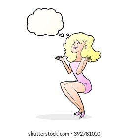 cartoon attractive woman sitting with speech bubble