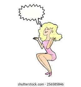 cartoon attractive woman sitting with thought bubble