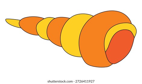 Cartoon auger seashell on a white background