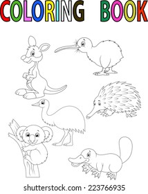 Cartoon Australia animal coloring book