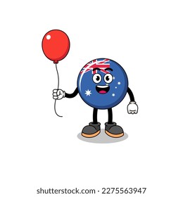 Cartoon of australia flag holding a balloon , character design