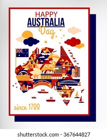 Cartoon Australia map for Australia Day