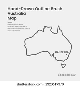 Cartoon Australia Map, Hand Drawn Australia Map, Doodle Australia Map Vector Outline Style Map Information