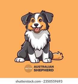 Cartoon Australian Shepherd: Whimsical Vector Art for Prints and Decor