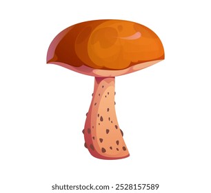 Cartoon Herbstpilz mit abgerundeter orange-brauner Kappe und beigem Stiel mit dunkleren Flecken. Isolierte Vektor wild essbaren Pilz, Waldpflanze, natürliche vegetarische Lebensmittel symbolisieren saisonale Ernte