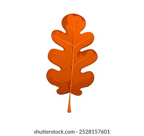 Cartoon Herbst Eichenblatt, einzelne Vektor gefallenes Laub, trockenes Baumblatt von orangefarbenen und braunen Farben, glatte Kurven, Venen und eine reiche, warme Palette. Natürliches Objekt symbolisiert Herbst- und Saisonwechsel