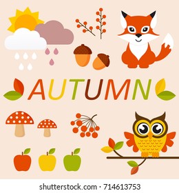 cartoon autumn set