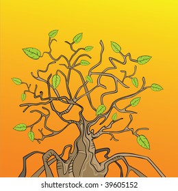 cartoon autumn tree vector