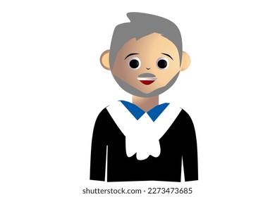 Cartoon avatar of a judge on a white background element. Vector illustration.