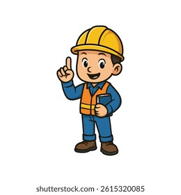 Cartoon Avatar Mascot Construction Worker Profile