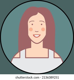 Cartoon avatar of white hispanic woman with casual shirt. Flat vector illustration design