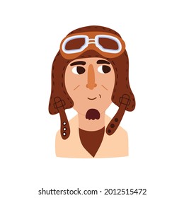 Cartoon aviator, pilot in hand draw style. Vector illustration