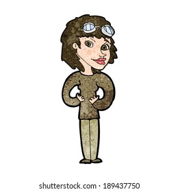 cartoon aviator woman