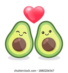 Cartoon avocado couple in love