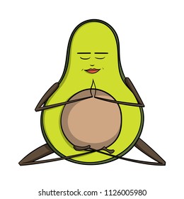 Cartoon Avocado Doing Yoga