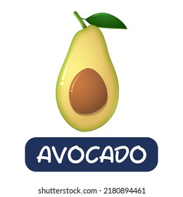 cartoon avocado fruit vector isolated on white background