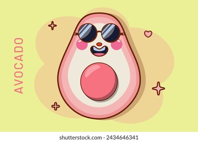 cartoon avocado icon in comic style fruits concept illustration. food nature icon concept isolated premium vector flat business logo