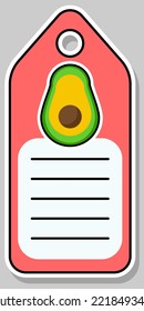 Cartoon avocado. Notebook label. Note label. Vector stickers