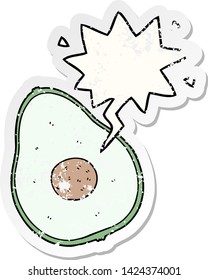 aguacate de caricatura con burbuja de habla angustiado viejo pegatina