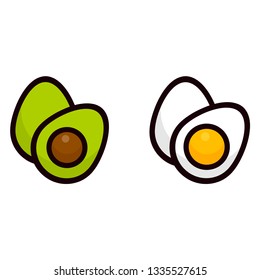 cartoon avocados and eggs vector set