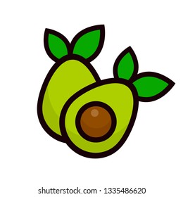 cartoon avocados with leaves vector set
