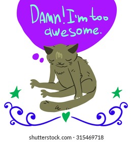 Cartoon awesome cat mascot. The vector illustration for ui, web games, tablets, wallpapers, and patterns.