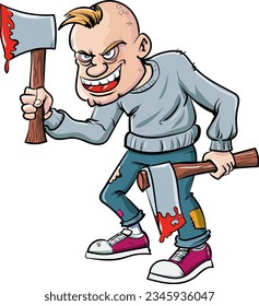 Cartoon axe killer. He has two bloody axes